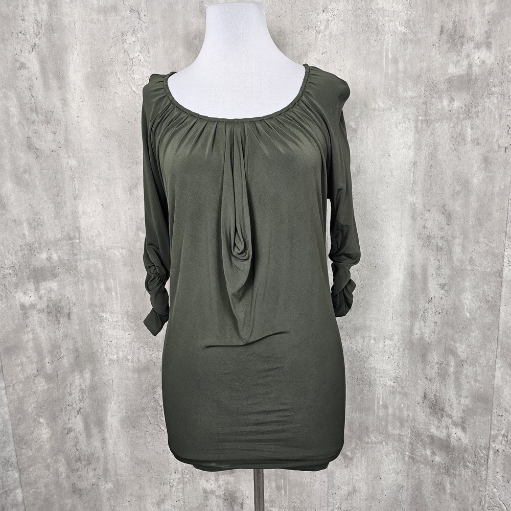 Alice + Olivia Womens M Green Knit Stretchy Draped Cowl Keyhole‎ Back Cocktail